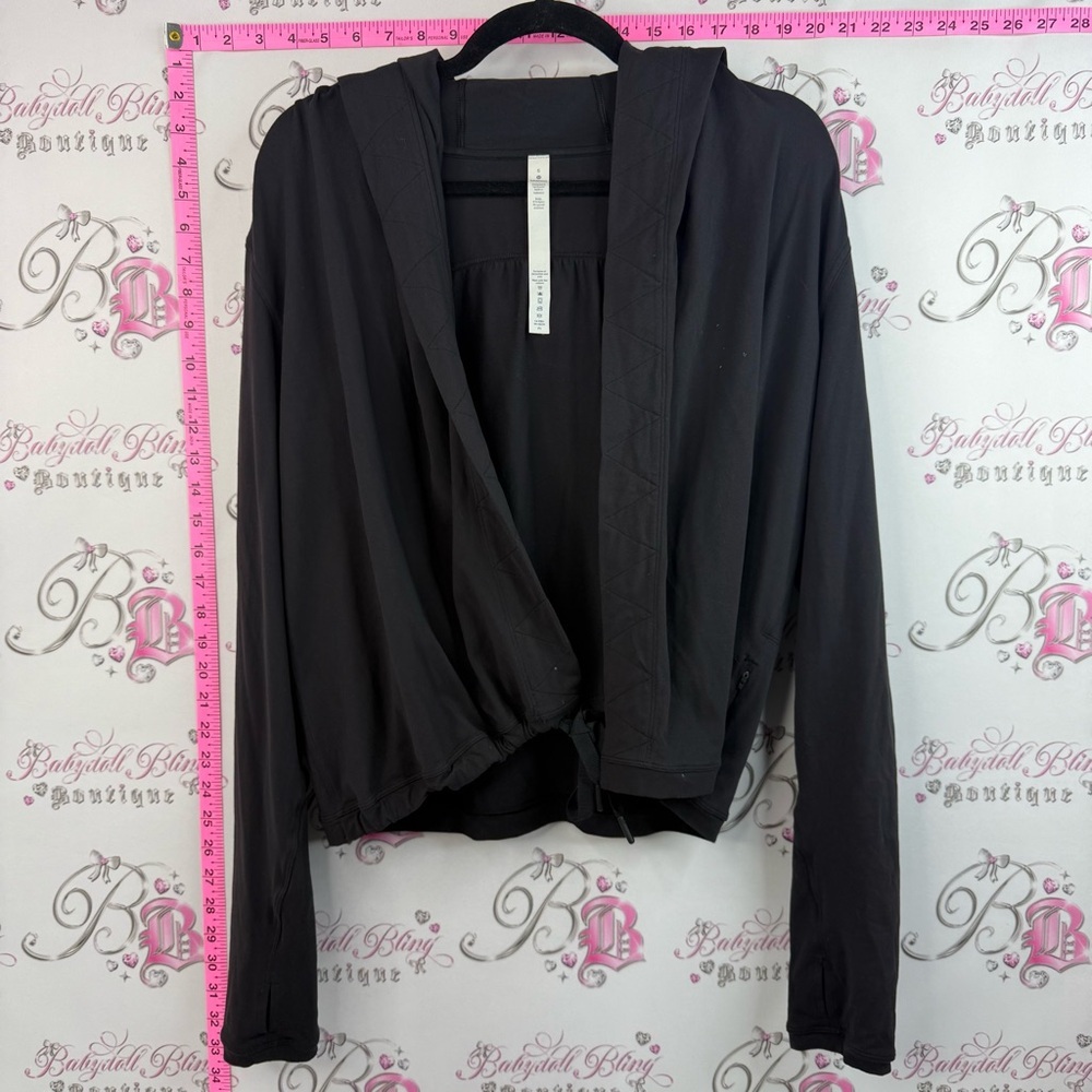 lululemon athletica cardigan tie up Black Lightweight Open-Front Hooded Cardigan